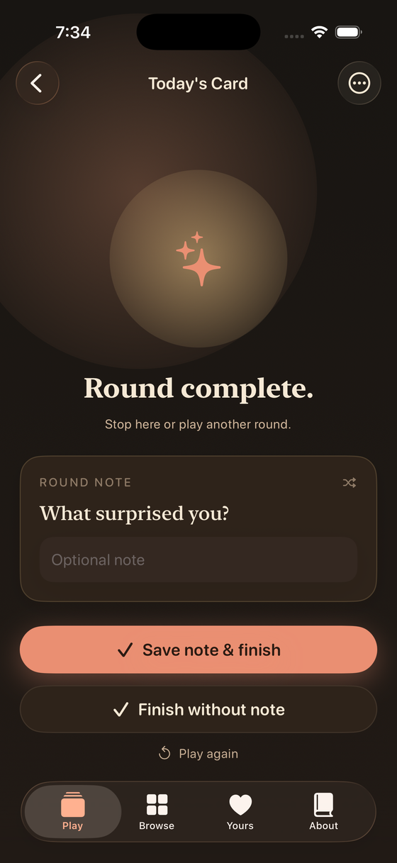 A finished round in Us Again